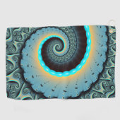 Abstracte blauwe turquoise oranje fractale kunst s golfhanddoek (Horizontaal)