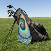 Abstracte blauwe turquoise oranje fractale kunst s golfhanddoek (Groen)