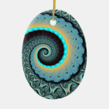 Abstracte blauwe turquoise oranje fractale kunst s