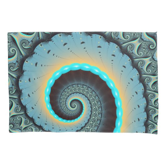 Abstracte blauwe turquoise oranje fractale kunst s kussensloop (Voorkant)
