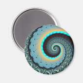 Abstracte blauwe turquoise oranje fractale kunst s magneet (Voorkant / Achterkant)