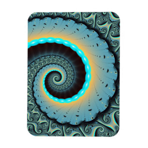 Abstracte blauwe turquoise oranje fractale kunst s magneet