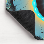 Abstracte blauwe turquoise oranje fractale kunst s muismat (Hoek)