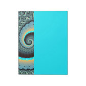 Abstracte blauwe turquoise oranje fractale kunst s notitieblok (Linkerzijde)