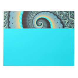 Abstracte blauwe turquoise oranje fractale kunst s notitieblok