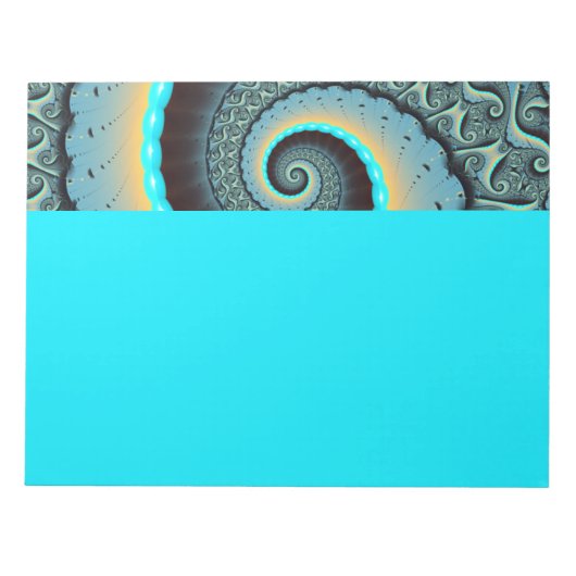 Abstracte blauwe turquoise oranje fractale kunst s notitieblok (Voorkant)