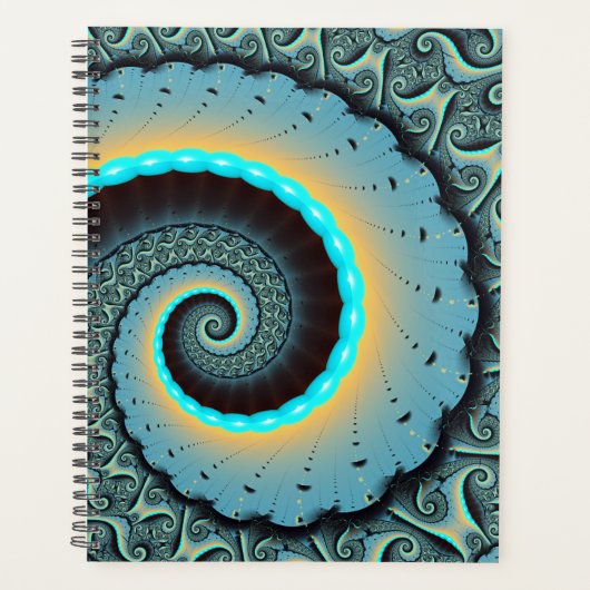 Abstracte blauwe turquoise oranje fractale kunst s planner (Voorkant)