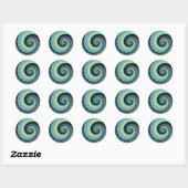 Abstracte blauwe turquoise oranje fractale kunst s ronde sticker (Vel)