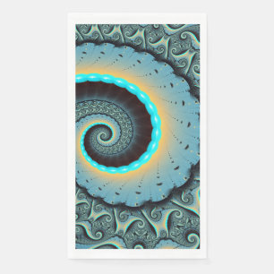 Abstracte blauwe turquoise oranje fractale kunst s servet