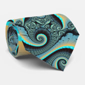 Abstracte blauwe turquoise oranje fractale kunst s stropdas (Opgerold)