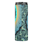 Abstracte blauwe turquoise oranje fractale kunst s thermosbeker (Achterkant)