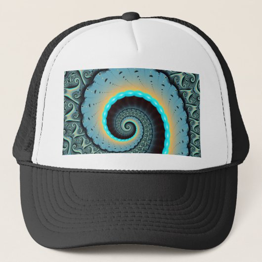 Abstracte blauwe turquoise oranje fractale kunst s trucker pet (Voorkant)