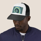 Abstracte blauwe turquoise oranje fractale kunst s trucker pet (In situ)