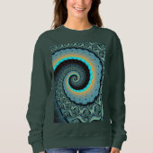 Abstracte blauwe turquoise oranje fractale kunst s trui (Voorkant)