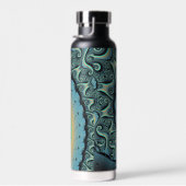 Abstracte blauwe turquoise oranje fractale kunst s waterfles (Rechts)