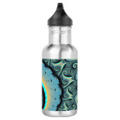 Abstracte blauwe turquoise oranje fractale kunst s waterfles (Rechts)