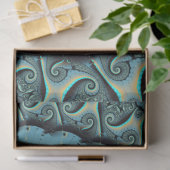 Abstracte blauwe turquoise oranje fractale kunst tissuepapier (Geschenk)