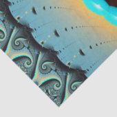Abstracte blauwe turquoise oranje fractale kunst tissuepapier (Detail)