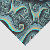 Abstracte blauwe turquoise oranje fractale kunst tissuepapier (Detail)