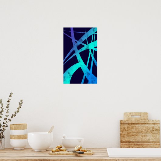 Abstracte blauwe vectoren poster (Keuken)