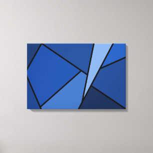 Abstracte Blauwe Veelhoeken Canvas Afdruk