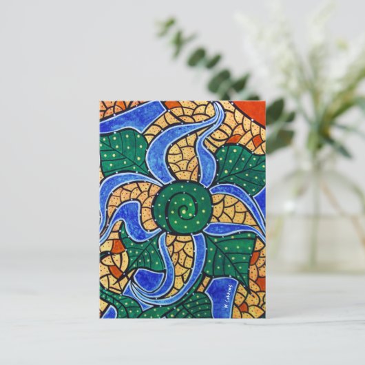 Abstracte blauwe ventilator briefkaart (Staand voorkant)