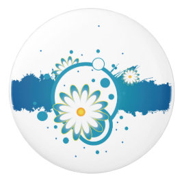 Abstracte blauwe ventilatorkeramische knop