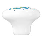 Abstracte blauwe ventilatorkeramische knop (Zijkant)