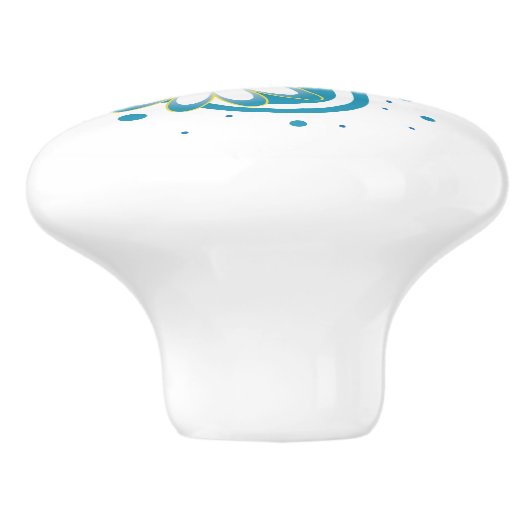 Abstracte blauwe ventilatorkeramische knop (Zijkant)