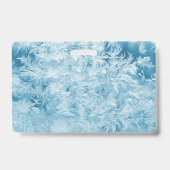 abstracte blauwe veren en sneeuwvlokken badge (Achterkant)