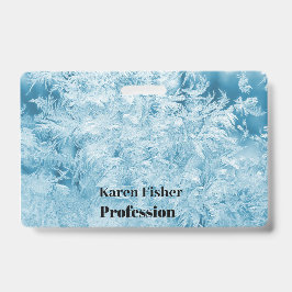 abstracte blauwe veren en sneeuwvlokken badge