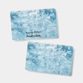 abstracte blauwe veren en sneeuwvlokken badge (Voor- en achterkant)