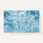 abstracte blauwe veren en sneeuwvlokken badge (Achterkant)
