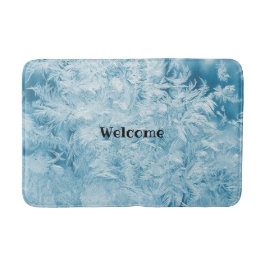 abstracte blauwe veren en sneeuwvlokken badmat