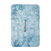 abstracte blauwe veren en sneeuwvlokken badmat (Voorkant Verticaal)