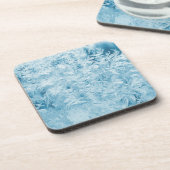 abstracte blauwe veren en sneeuwvlokken bier onderzetter (Linkerzijde)