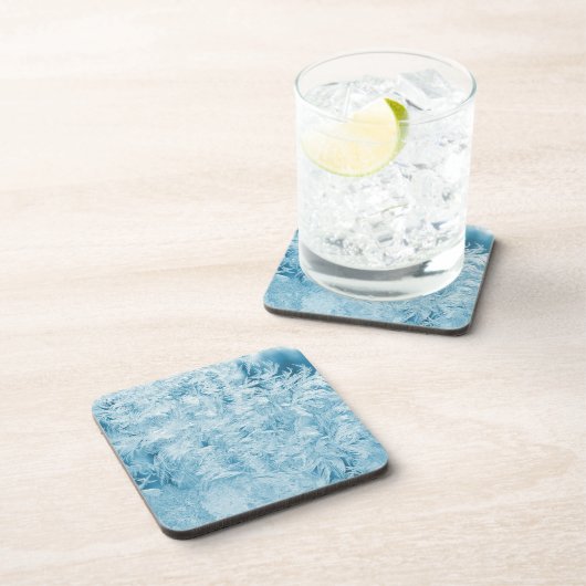 abstracte blauwe veren en sneeuwvlokken bier onderzetter (Rechterzijde)