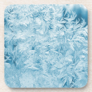 abstracte blauwe veren en sneeuwvlokken bier onderzetter