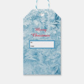 abstracte blauwe veren en sneeuwvlokken cadeaulabel (Voorkant)