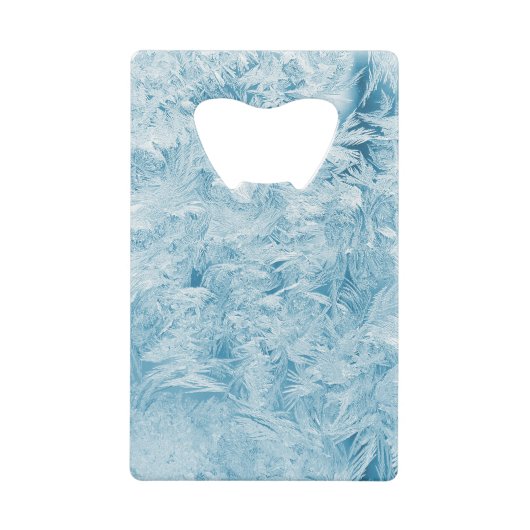 abstracte blauwe veren en sneeuwvlokken creditkaart flessenopener (Voorkant)