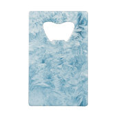 abstracte blauwe veren en sneeuwvlokken creditkaart flessenopener (Achterkant)