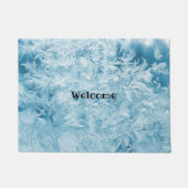 abstracte blauwe veren en sneeuwvlokken deurmat (Voorkant)