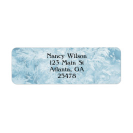 abstracte blauwe veren en sneeuwvlokken etiket