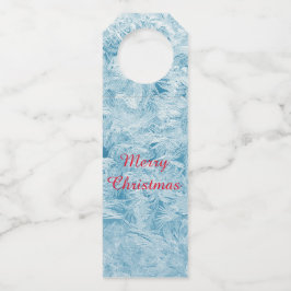 abstracte blauwe veren en sneeuwvlokken flessenhanger