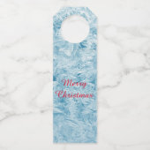 abstracte blauwe veren en sneeuwvlokken flessenhanger (Voorkant)