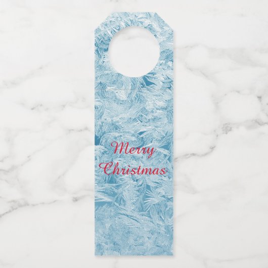 abstracte blauwe veren en sneeuwvlokken flessenhanger (Voorkant)