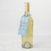 abstracte blauwe veren en sneeuwvlokken flessenhanger (Schuin)