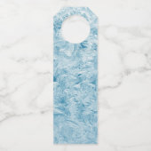 abstracte blauwe veren en sneeuwvlokken flessenhanger (Achterkant)