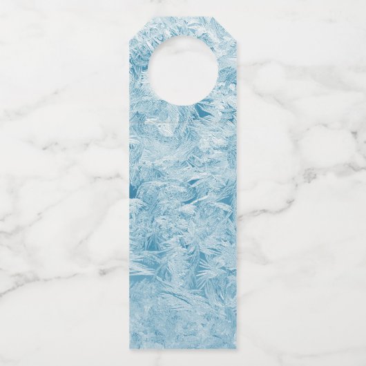 abstracte blauwe veren en sneeuwvlokken flessenhanger (Achterkant)