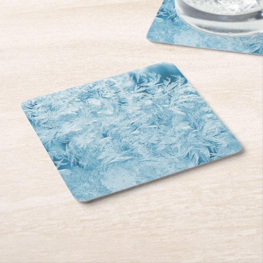 abstracte blauwe veren en sneeuwvlokken kartonnen onderzetters (Schuin)